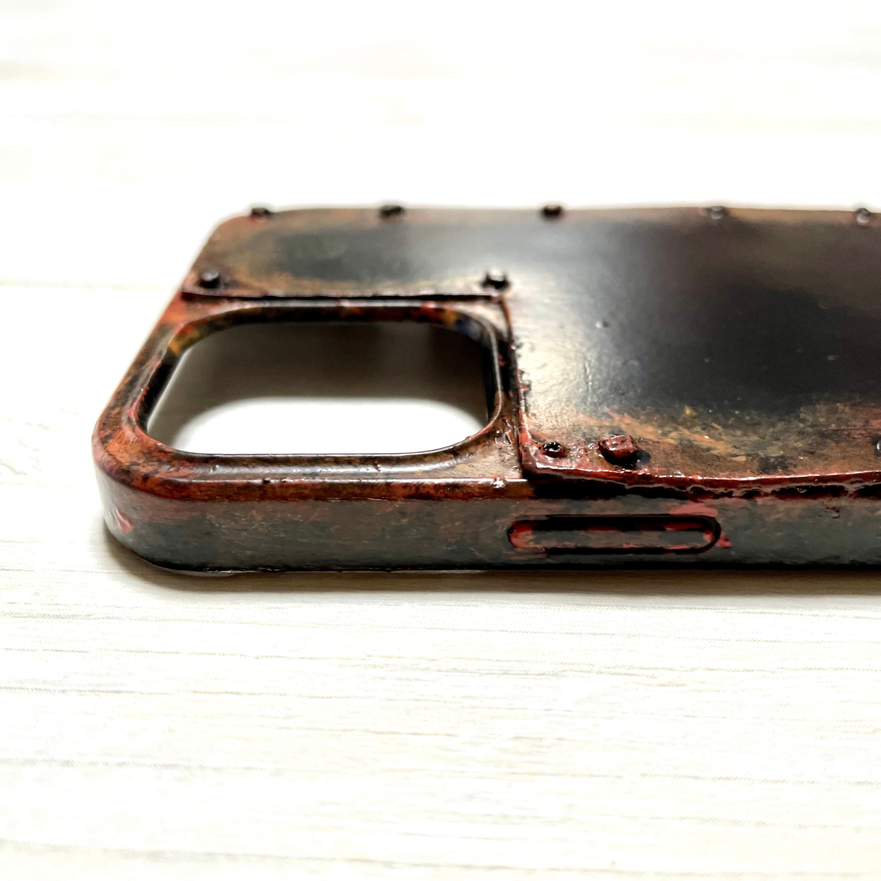 【完成オリジナルオーダー】サビ塗装メタルプレートスマホケース各機種で製作 4719cf44460792fe480132da86dbad