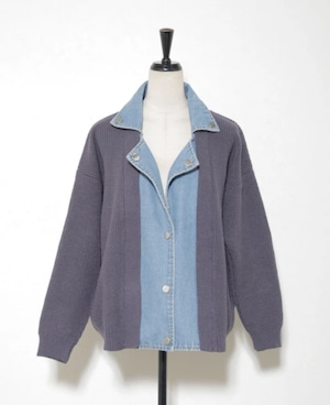 ナンバーミーTOKYO"DENIM DOCKING RIDERS CAREDIGAN"CHARCOAL