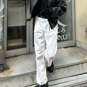 Non-Fade Tuck Wide Jeans(White)