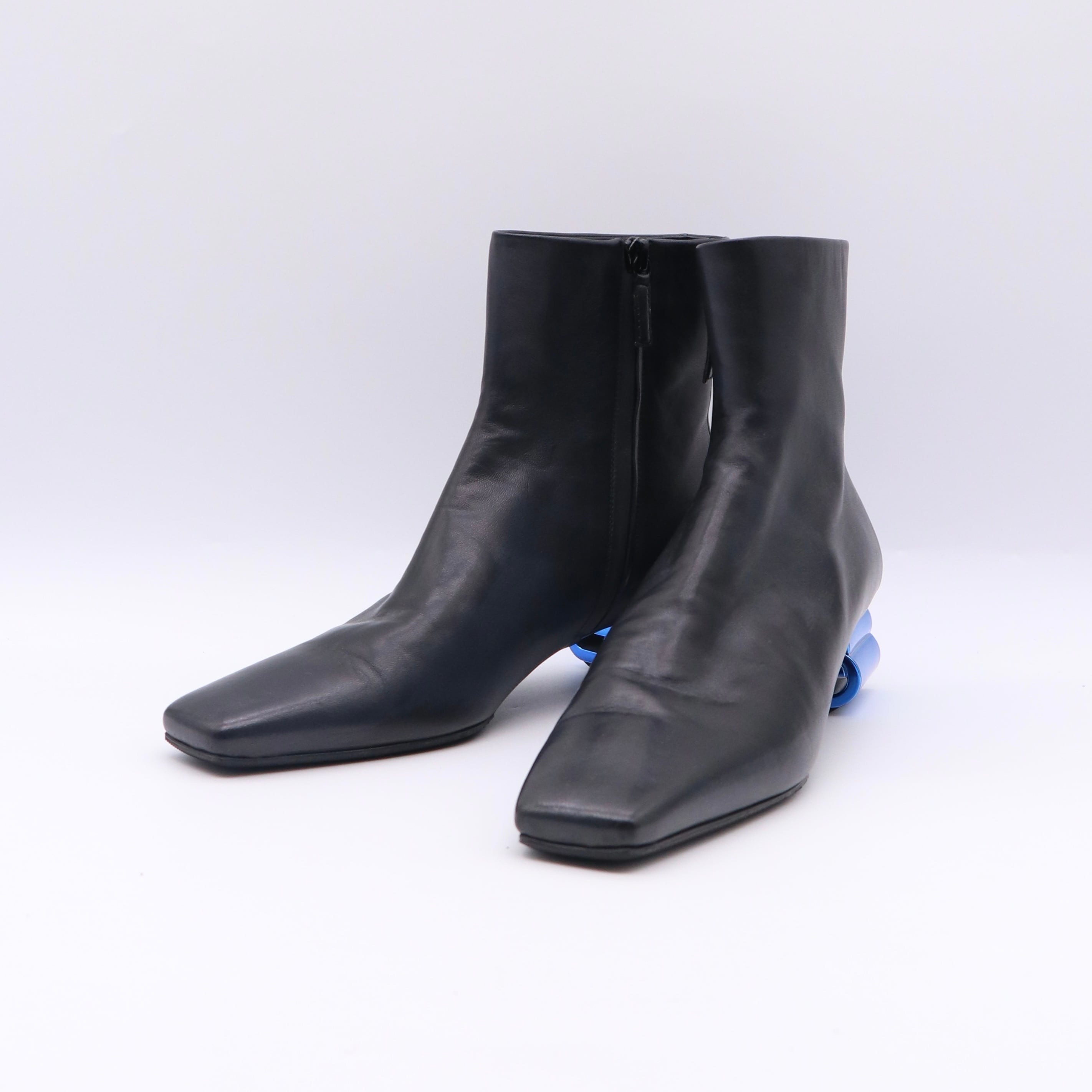 BALENCIGA レザー ショートブーツ 36 1/2 ブラック ブルー