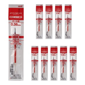 【特価処分】三菱鉛筆 ボールペン替芯 ジェットストリーム 単色用 0.38mm 赤 SXR38.15 10本入
