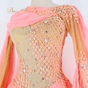 社交ダンス 衣装 スタンダードドレス ワンピース スタンダード フロート フリル レース ボリューム デモ 競技 ダンス パーティ 蛍光 レディース ピンク系 鮮やか おしゃれ 豪華 フラッシュ スカート クラシック 発表会 フォーマル ショート丈 ダンスウェア 大人用 コスチューム 競技用