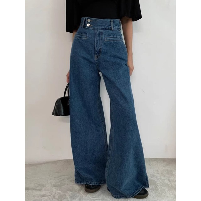 ワイドレッグ ハイライズ デニムパンツ／2col　M02924