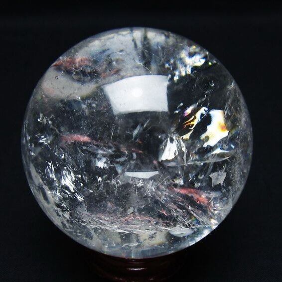 水晶 丸玉 虹入り 66mm スフィア 置物 水晶玉 一点物 151-8805