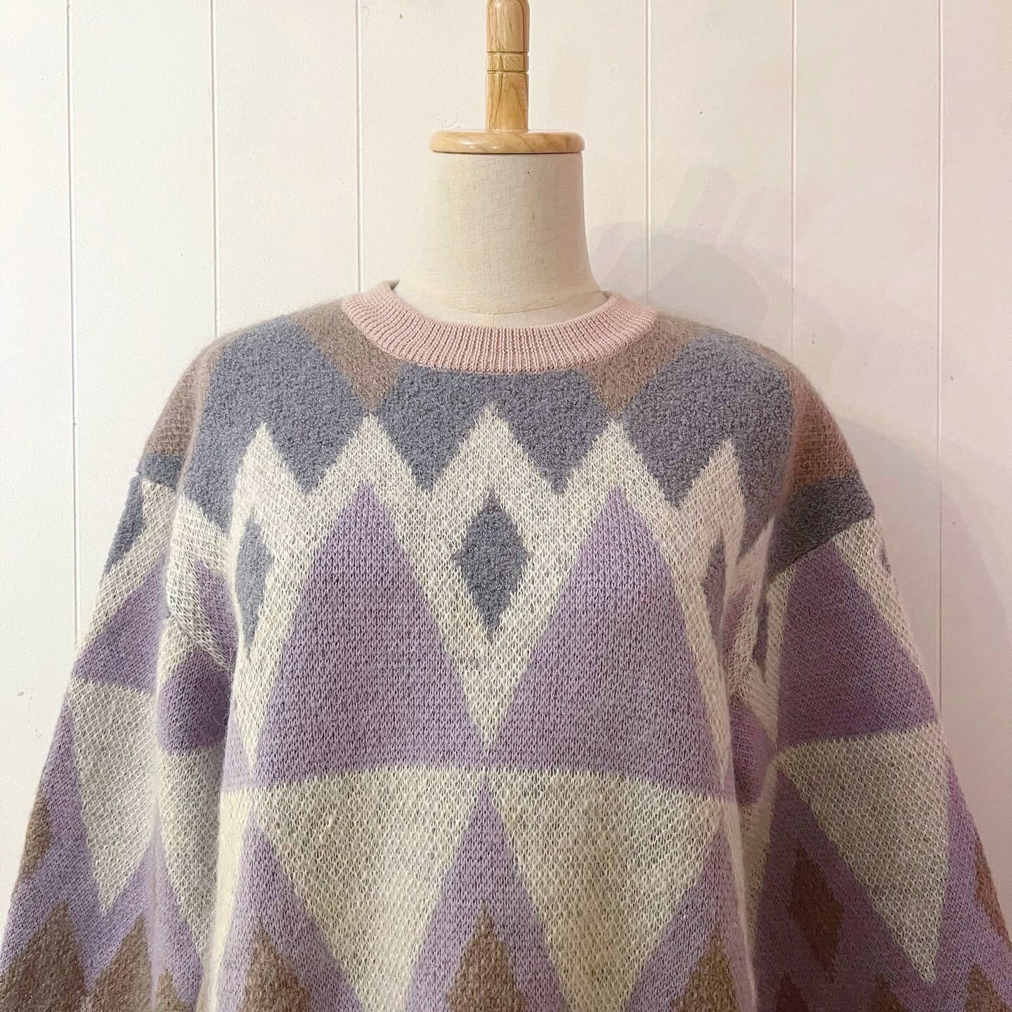 pastel argyle big knit sweater