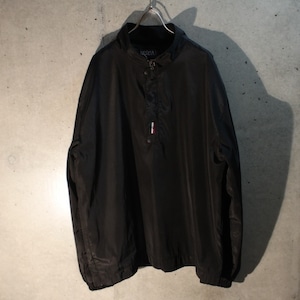 Black Nylon Design Pullover Jacket