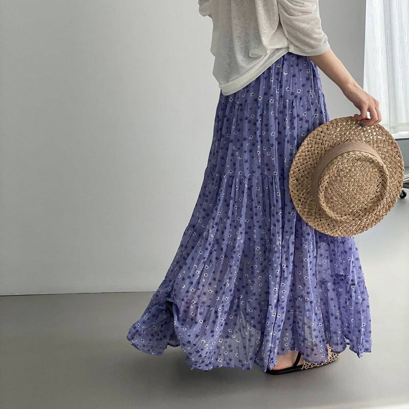floral tiered long skirt 103054