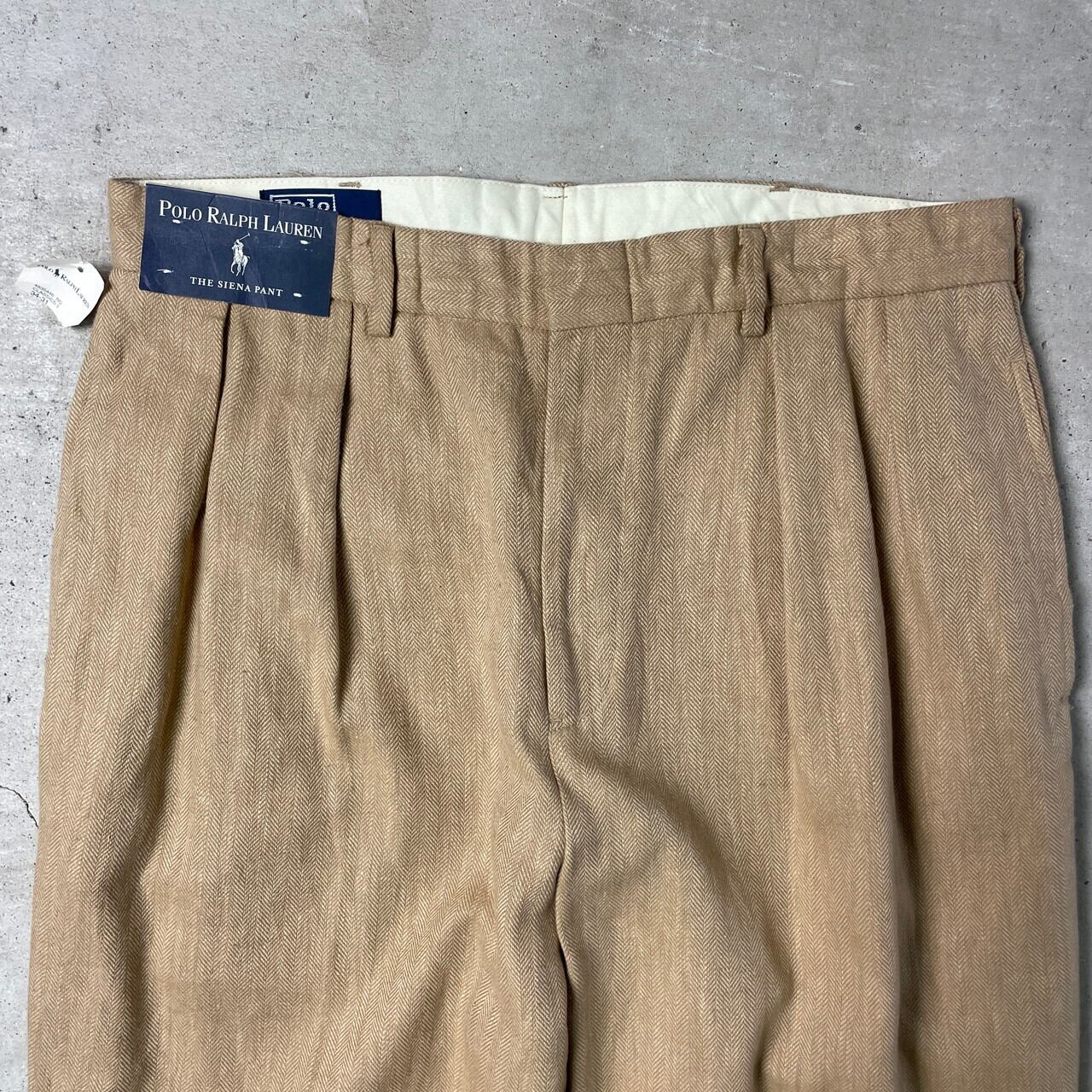 ポロバイラルフローレン リネン スラックス ツータック ベージュ 82 日本製