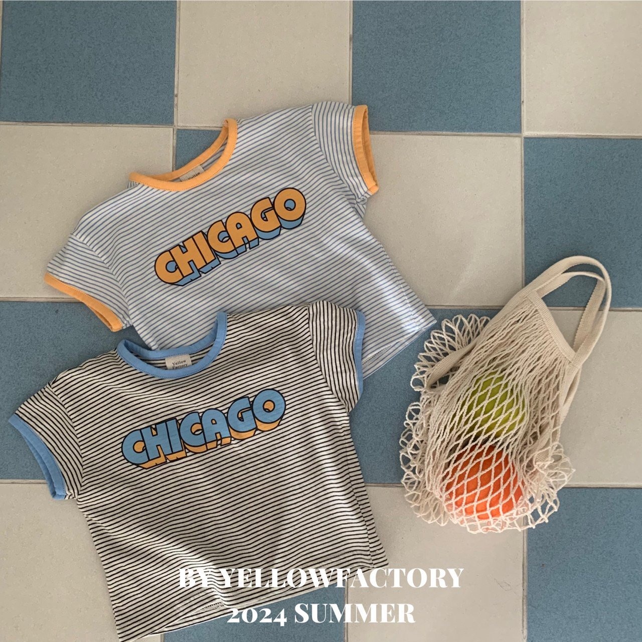【 yellow factory】CHICAGO Tシャツ 80〜120cm ブルー 240707 - 2