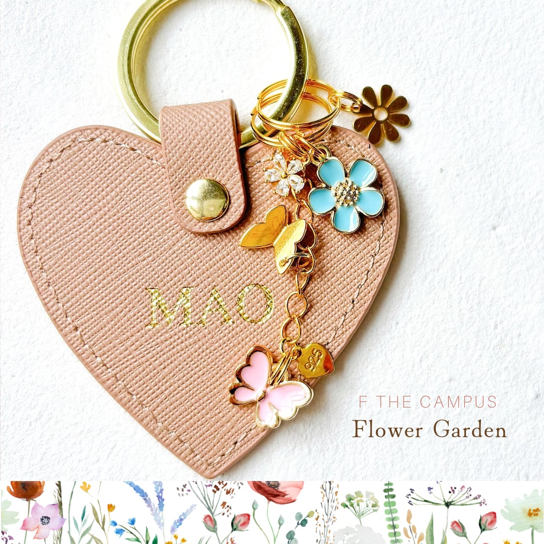 FLOWER GARDEN COLORFUL HEART KEY RING(お花と蝶のチャーム FLOWER GARDEN COLORFUL HEART KEY RING(お花と蝶のチャーム