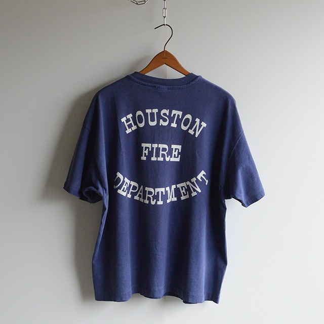 80s 90s USA製 HOUSTON FIRE DEPARTMENT 消防隊 バックプリントTシャツ XL 綿100 Hanes BEEFY