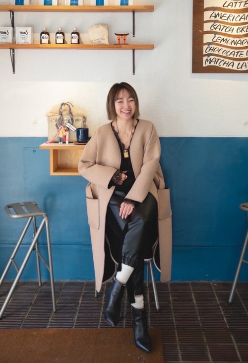 (original)neo coat (ベージュ×ブラック)