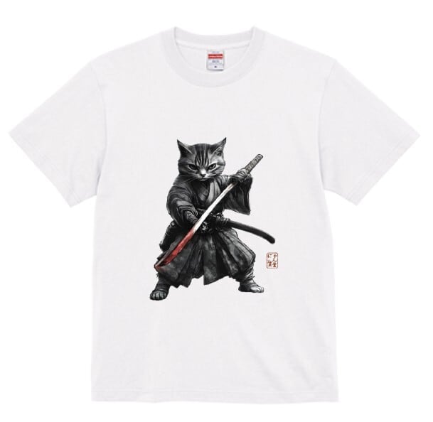 闘志を纏う侍猫」 Tシャツ 半袖 | にやん暦堂