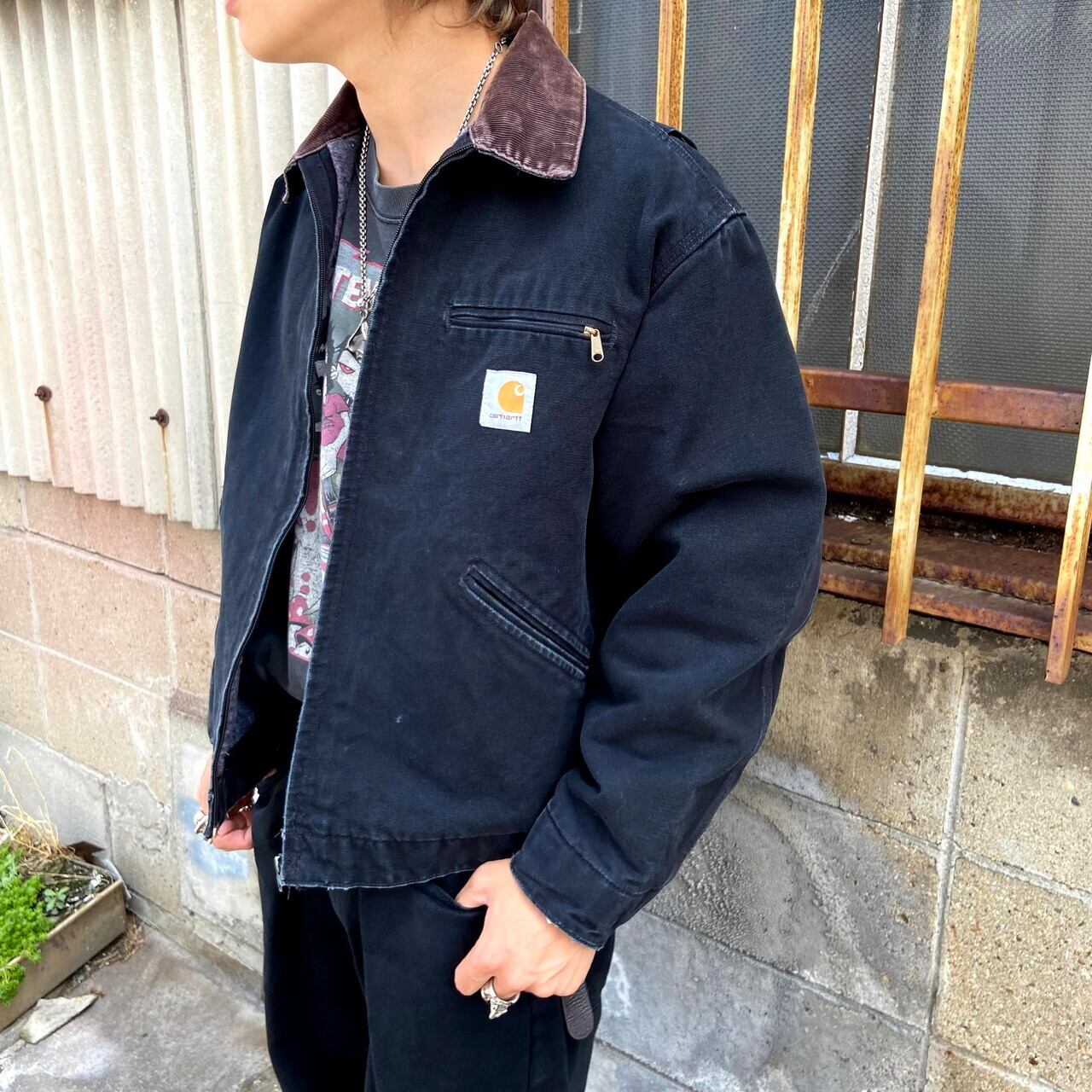 Carhartt カーハート デトロイトジャケット メンズL相当 古着 ダック地 ワークジャケット ブランケットライナー ブラック 黒  【ワークジャケット】 | cave 古着屋【公式】古着通販サイト