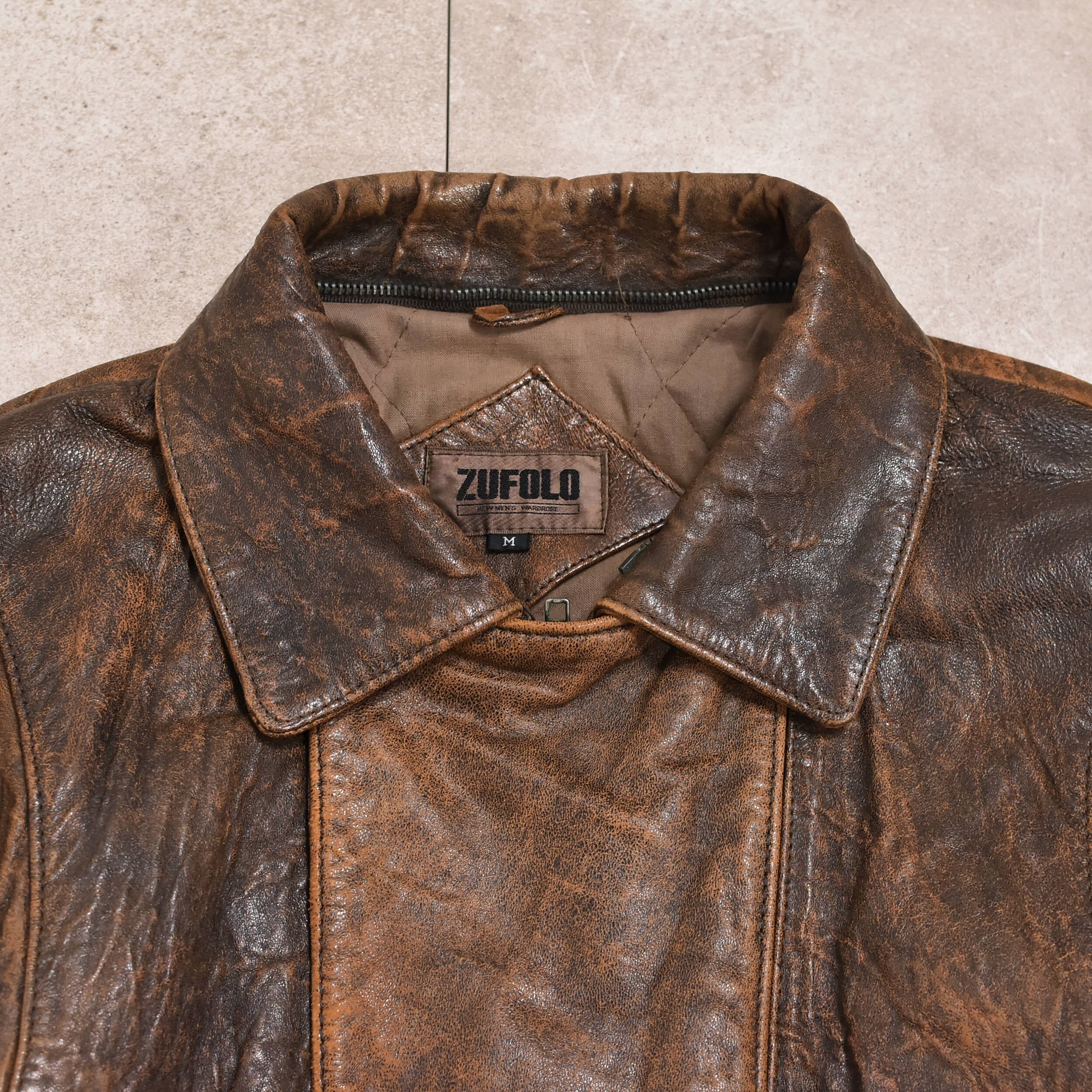 90s aging processing leather jkt | 古着屋 grin days memory 【公式