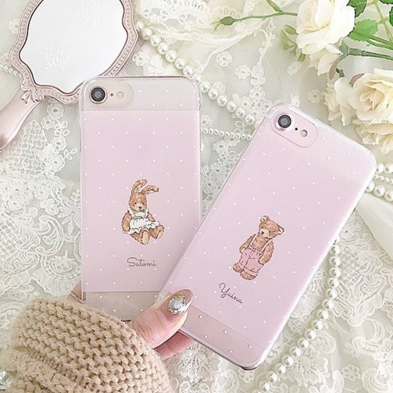 【ネーム入り】 Fancy Bear Rabbit【クリアハードケース】H08