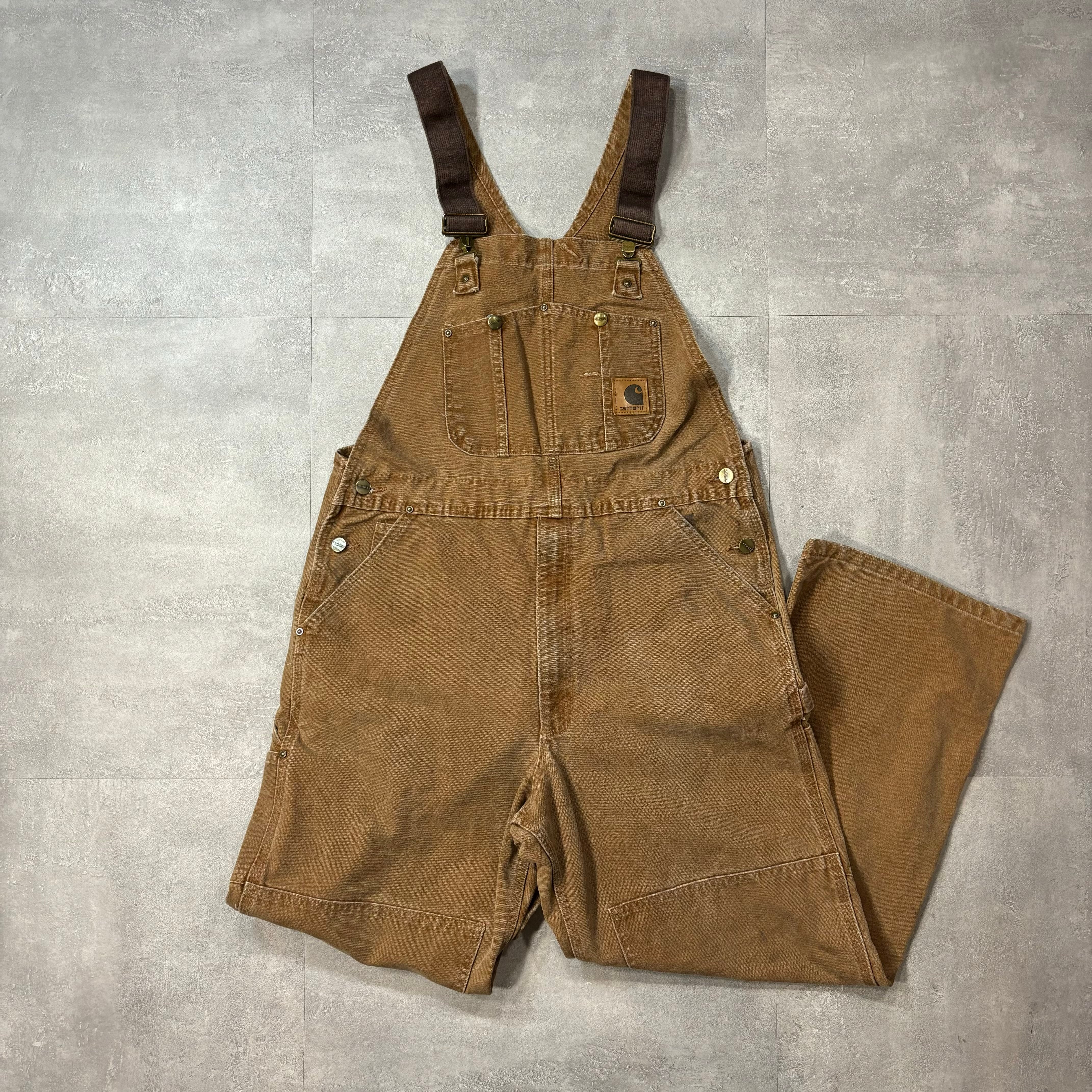 《実寸W36 L27》Carhartt カーハート オーバーオール ダブルニー ブラウン No.4173S
