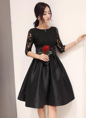 ★送料無料★11号（L)☆七分袖レ－スワンピース(OPN5654) 