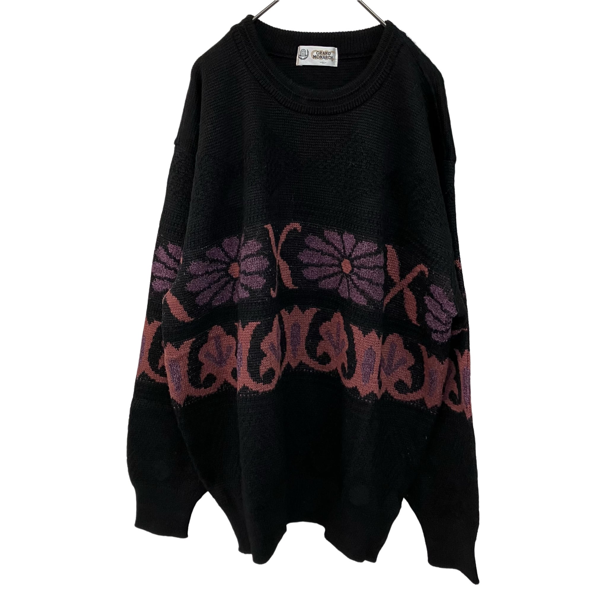 VINTAGE GRAND MONARCH Big Silhouette Flower Design Wool Knit VINTAGE GRAND MONARCH Big Silhouette Flower Design Wool Knit