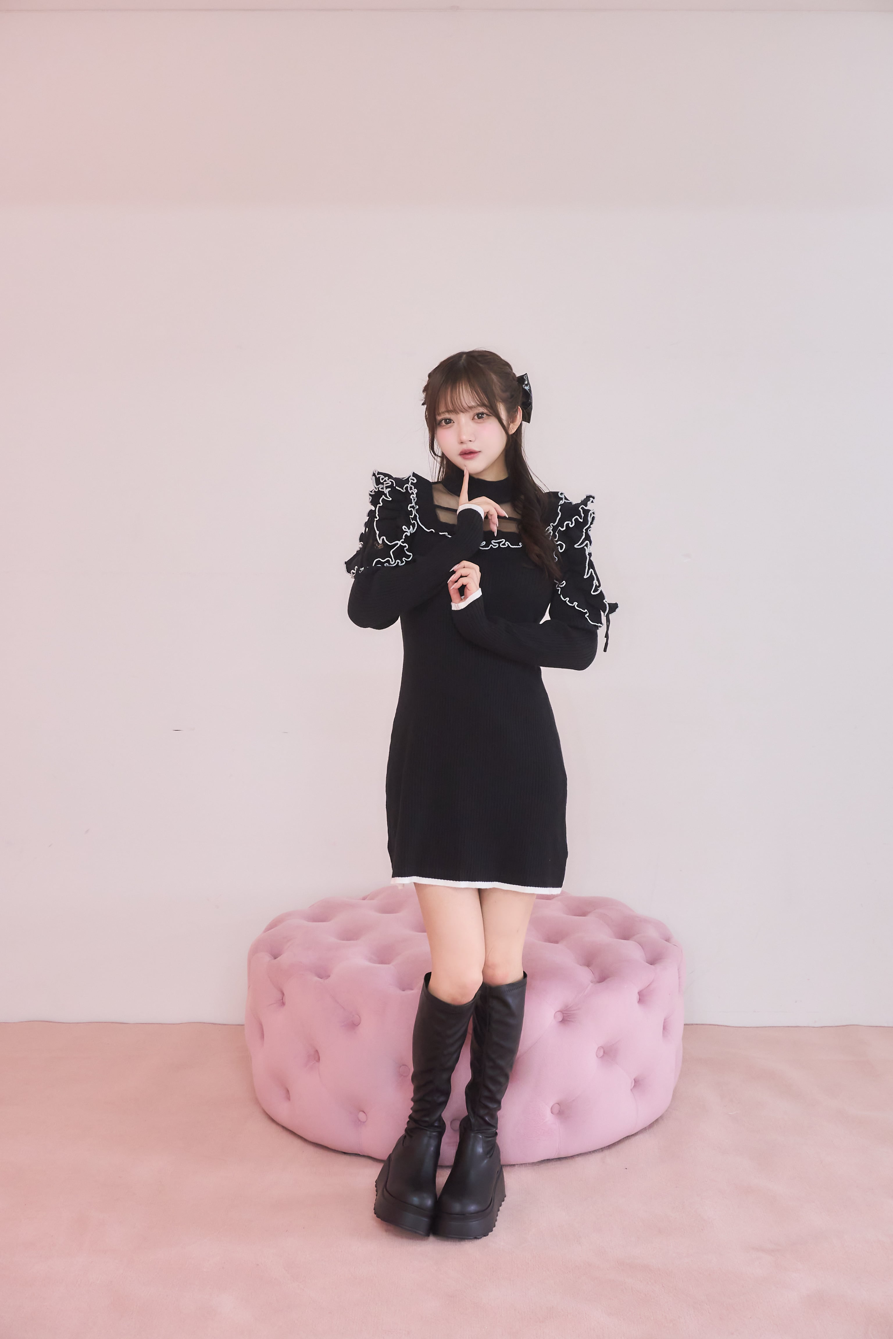 きらきらショルダーフリルワンピース