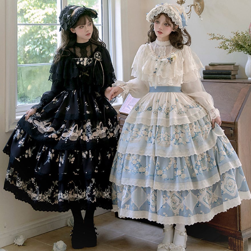 1401y 美品 オッズオネスト 花柄ゴスロリジップワンピース 黒 紫 ロング SEASONZ ゴスロリ ワンピース 修道女 シスター 刺繍