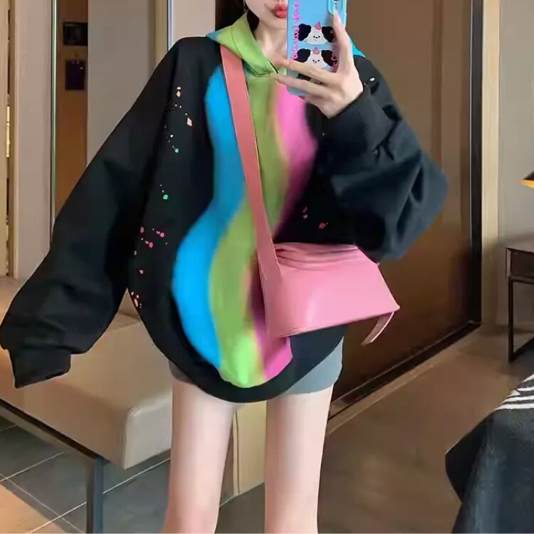 長袖 配色切り替え オーバーサイズ スウェット L00041