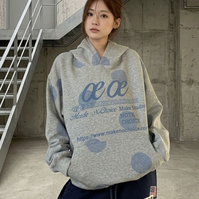 ビッグドットレタードグラフィックフーディ 2col R02769
