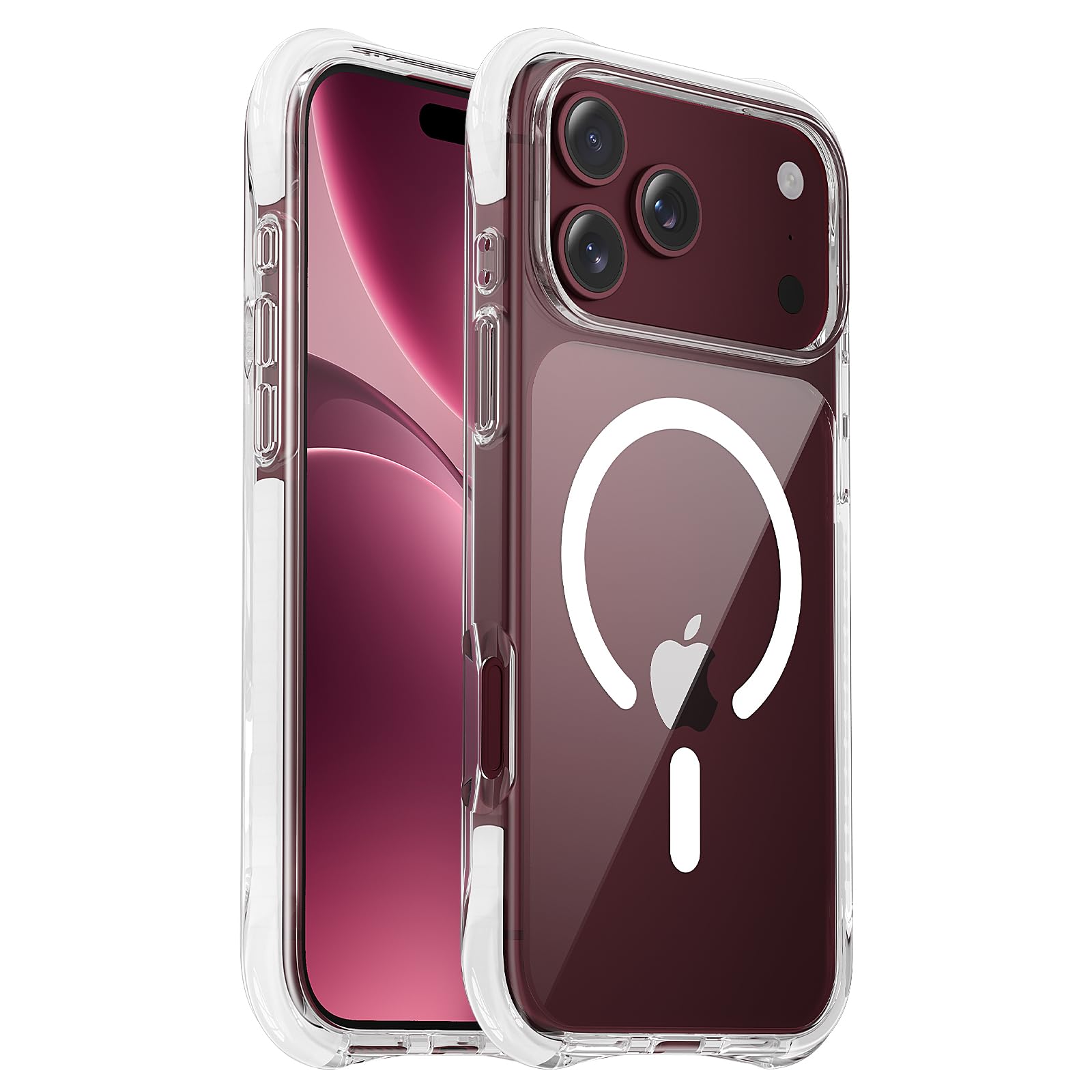 Kingbus iPhone 18 Proケース クリアホワイト MagSafe対応 四隅強化保護 黄変防止