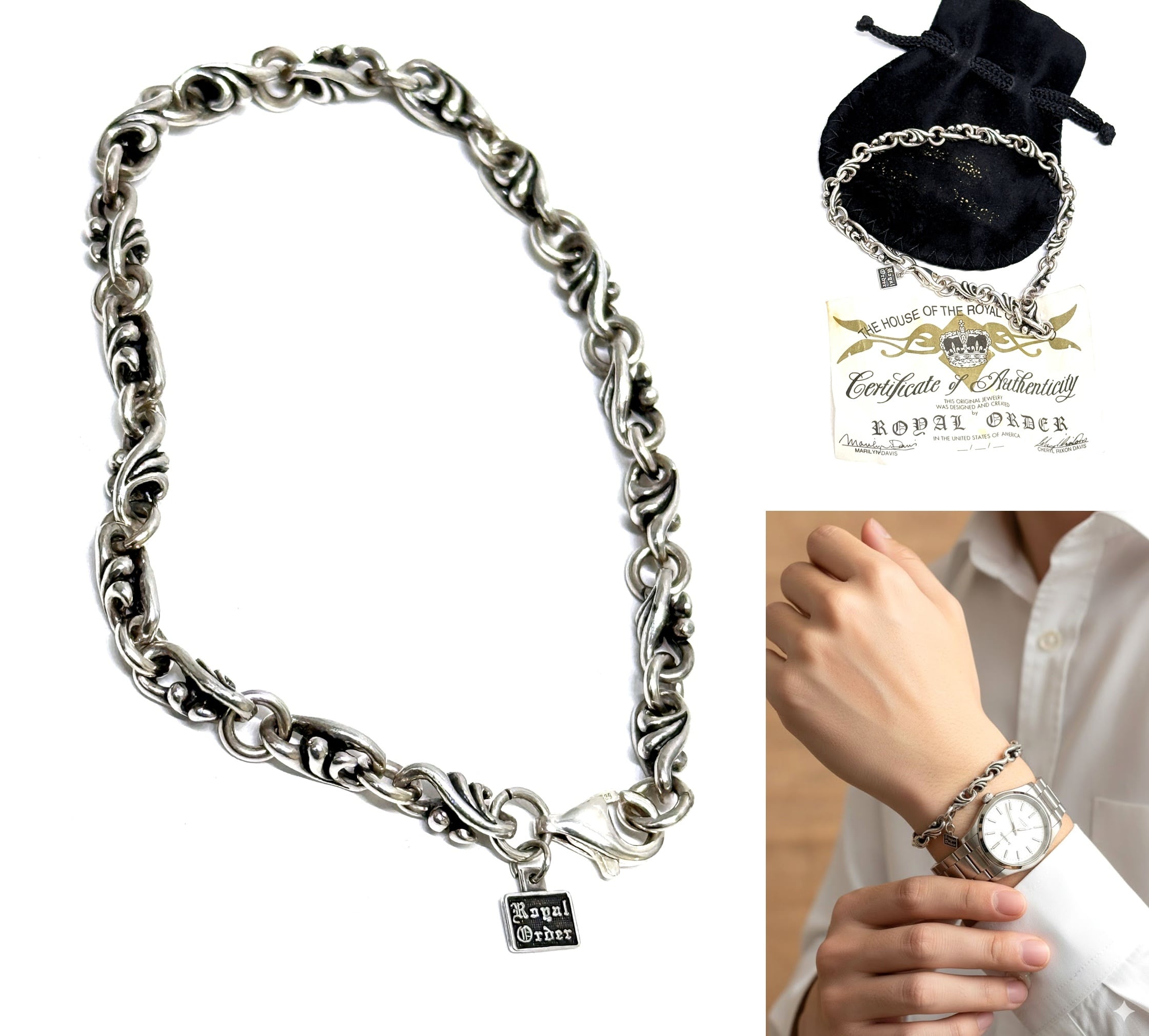 ROYAL ORDER ロイヤルオーダー QUILL CHAIN クイルチェーン ブレス ゴシック 19インチ 925 男女 鉄線