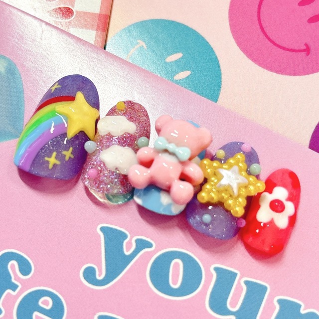 【送料無料】ネイルチップ114♡ネイル/韓国/アート/パーツ/カラフル/pop