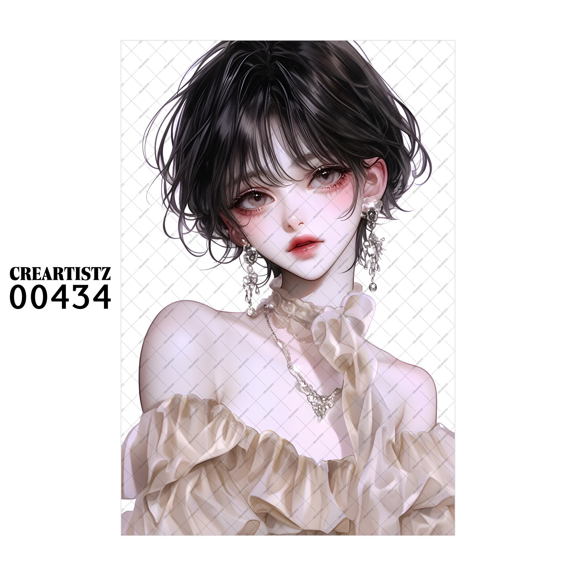 00434 ガール キュート オリジナル ペーパー/ステッカー 4枚セット CREARTISTZ