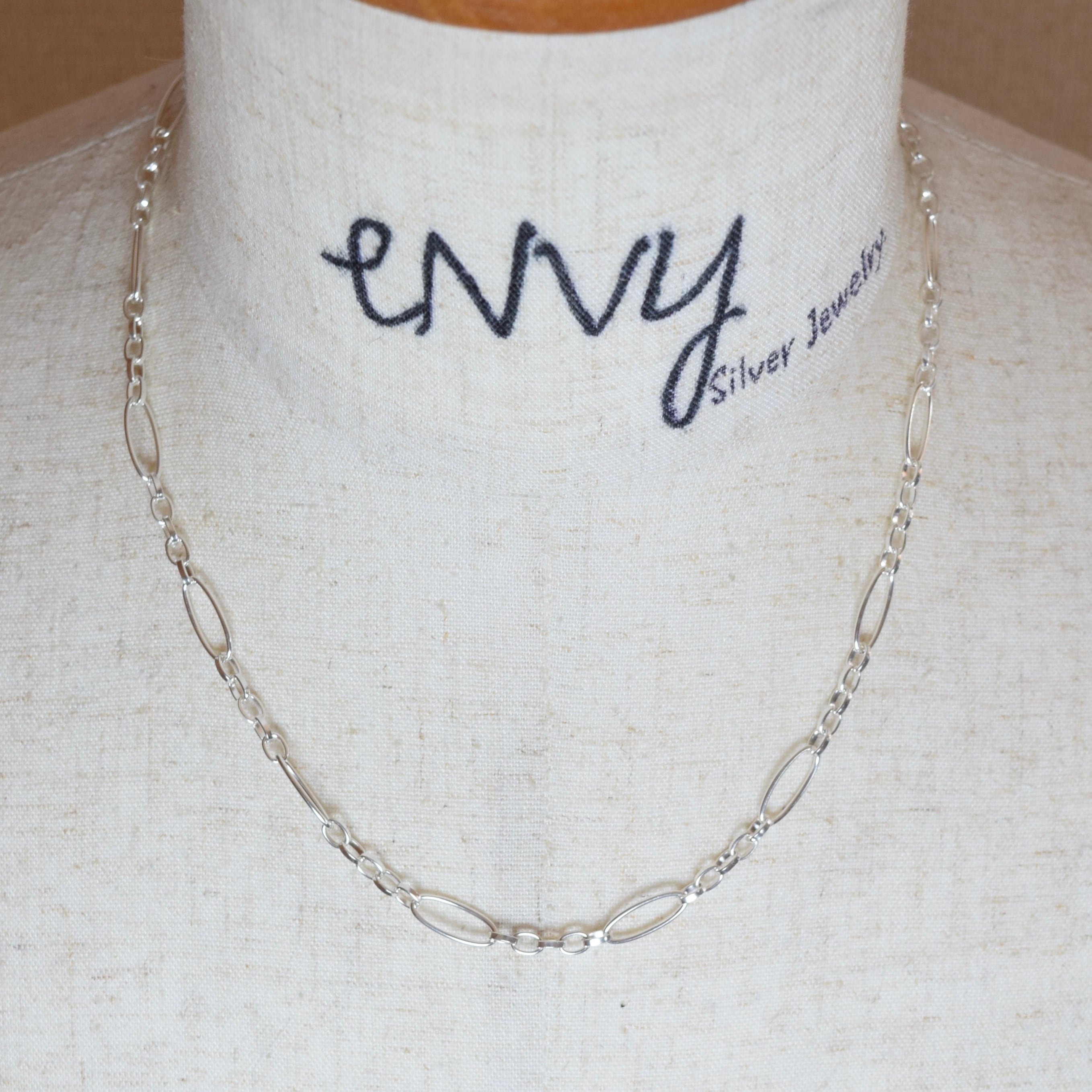 シルバー925 silver ユニークチェーンネックレス/軽研磨仕上げ