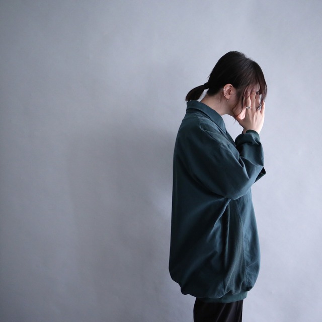 deep green switching design 3XLT over size h/s pullover