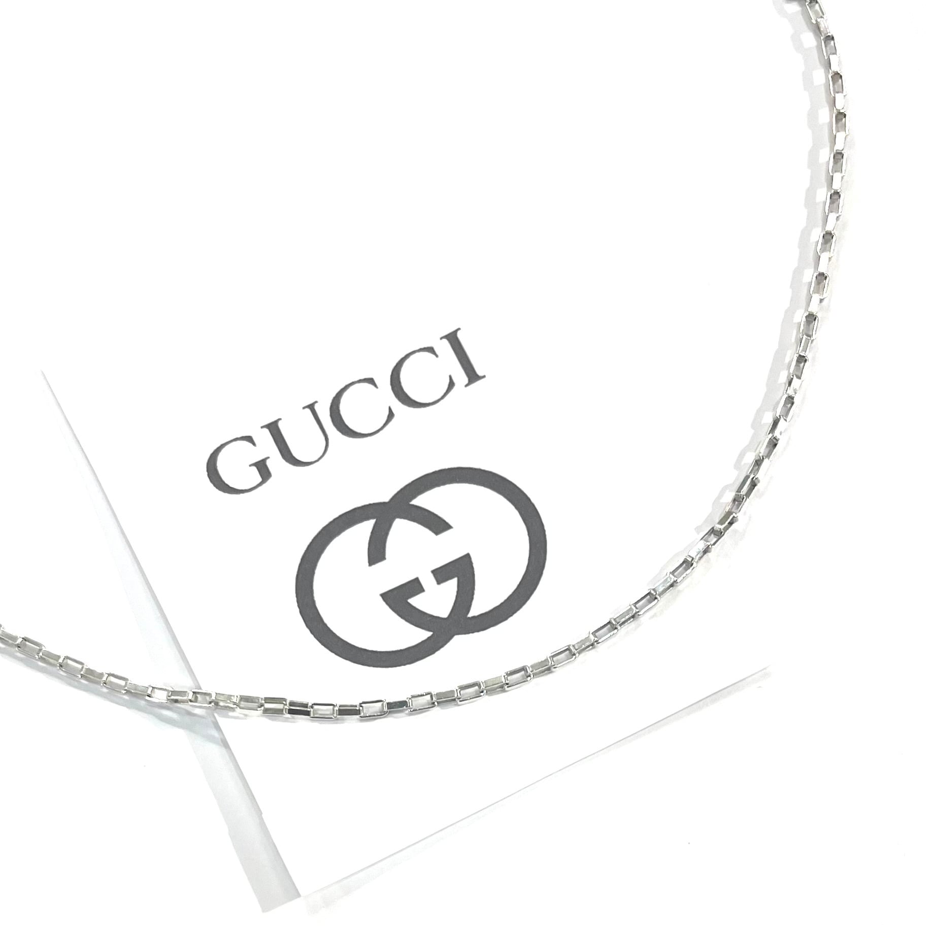 GUCCI 】2587シルバー925 スクエアチェーンネックレス ユニセックス