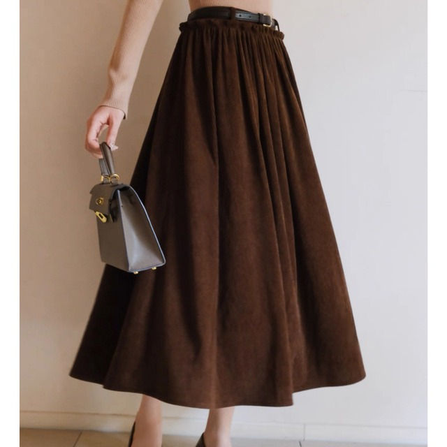 コーデュロイフレアロングスカート　W00254