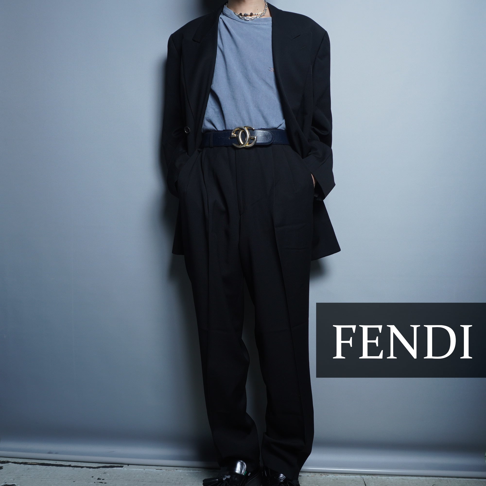 FENDI】フェンディ ダブルウール セットアップスーツ ブラック FENDI】フェンディ ダブルウール セットアップスーツ ブラック