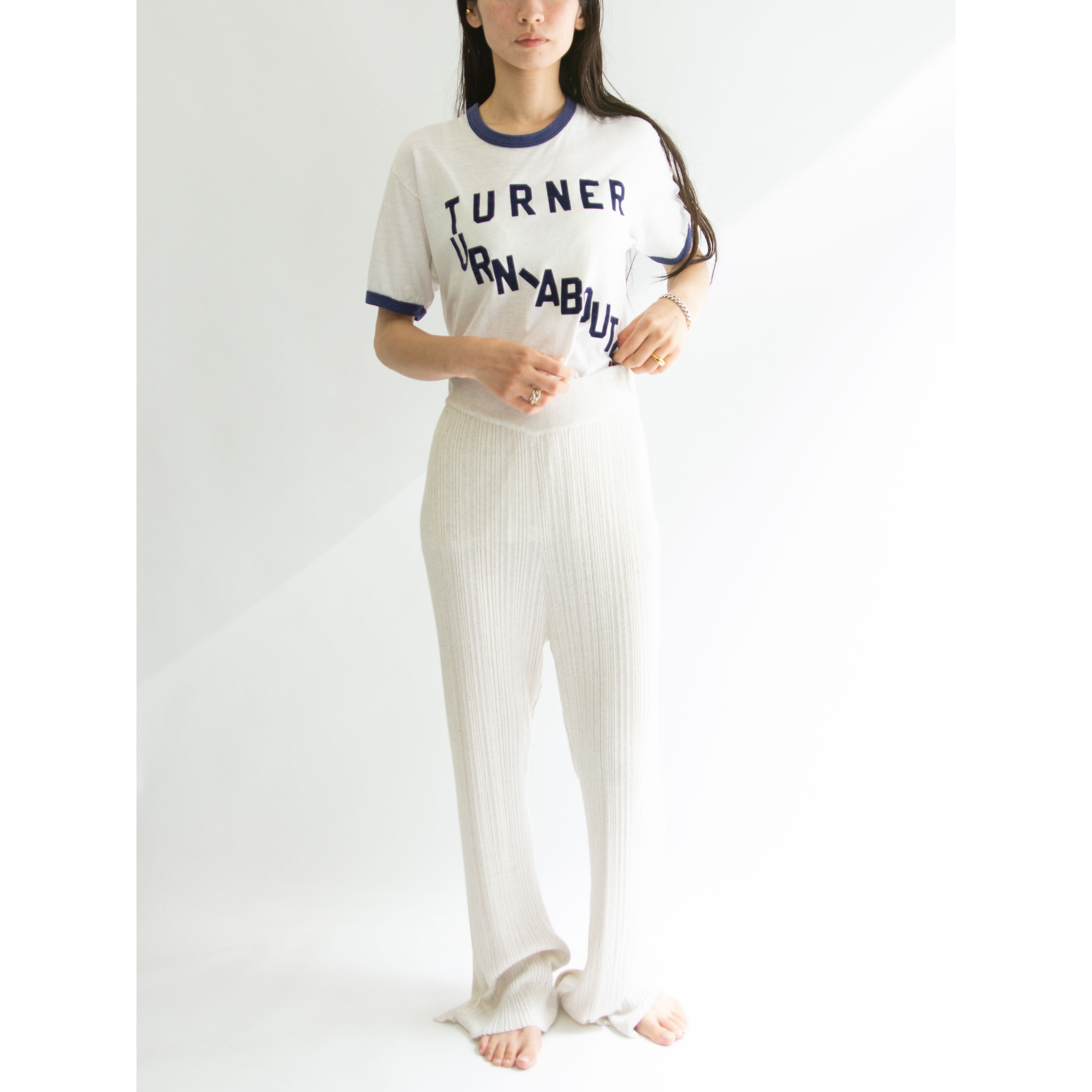 【Hanes】Made in U.S.A. 70's Flock Print Ringer T-shirt(ヘインズ アメリカ製 フロッキープリント リンガーTシャツ)