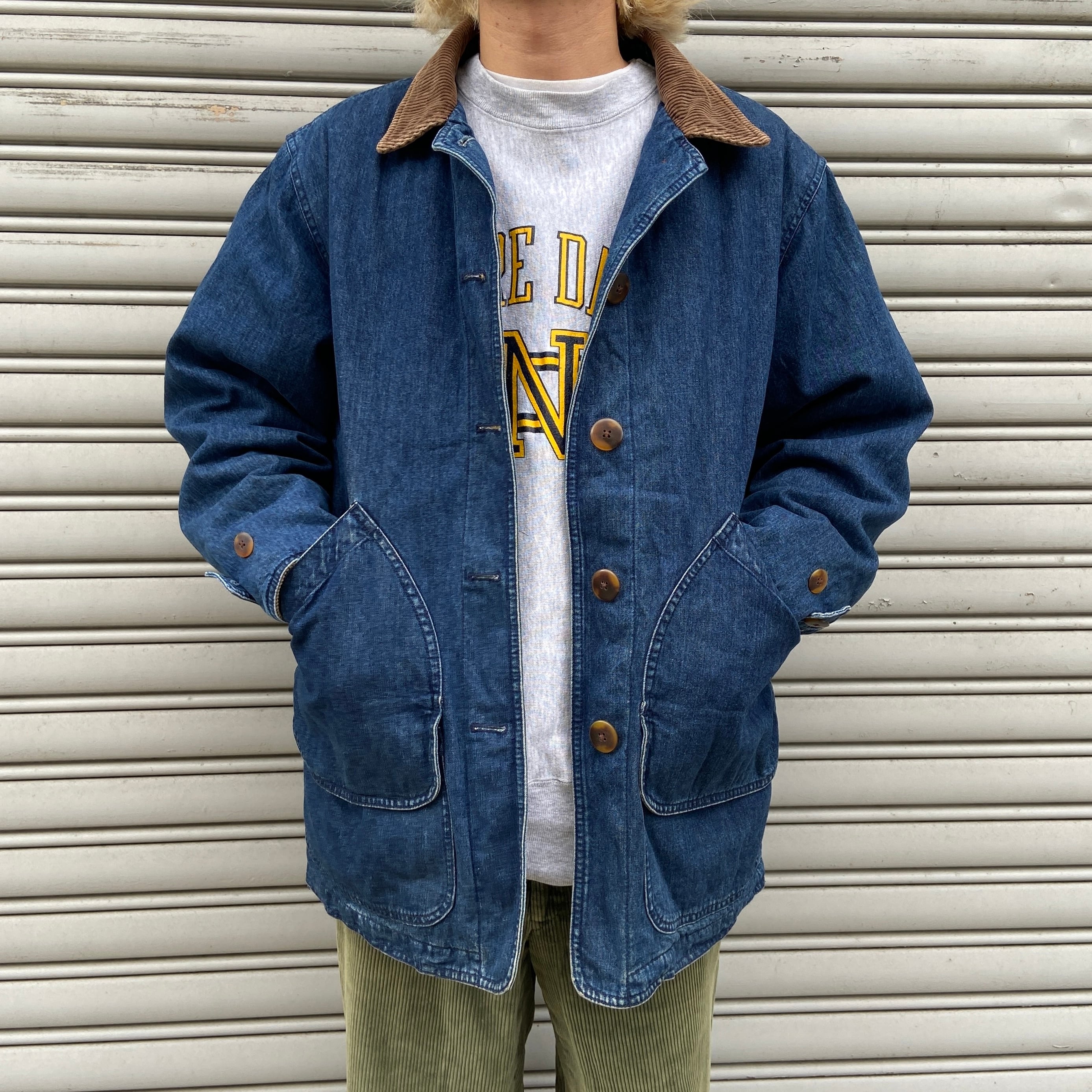 90s ランズエンド デニムハンティングジャケット インディゴ 90s ランズエンド デニムハンティングジャケット インディゴ