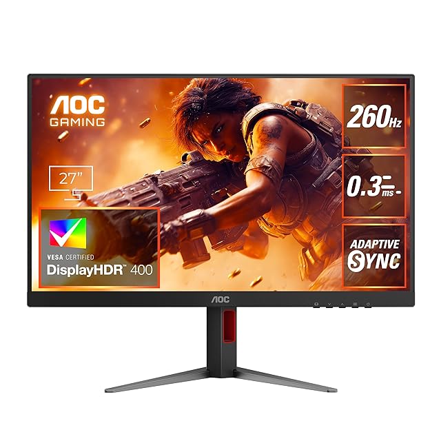 AOC ゲーミングモニター 27インチ, 最大260hz, QHD/2560x1440, 応答