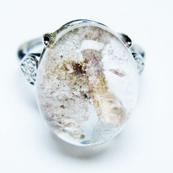 ガーデンクォーツ 指輪 ガーデン水晶 リング フリーサイズ 15号 一点物 メール便可 [M便 1/20] 115-7017