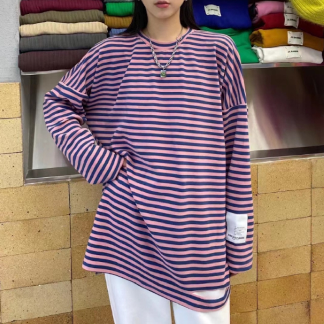長袖Tシャツ レディース トップス ロンT ボーダー ラウンド 長袖Tシャツ レディース トップス ロンT ボーダー ラウンド