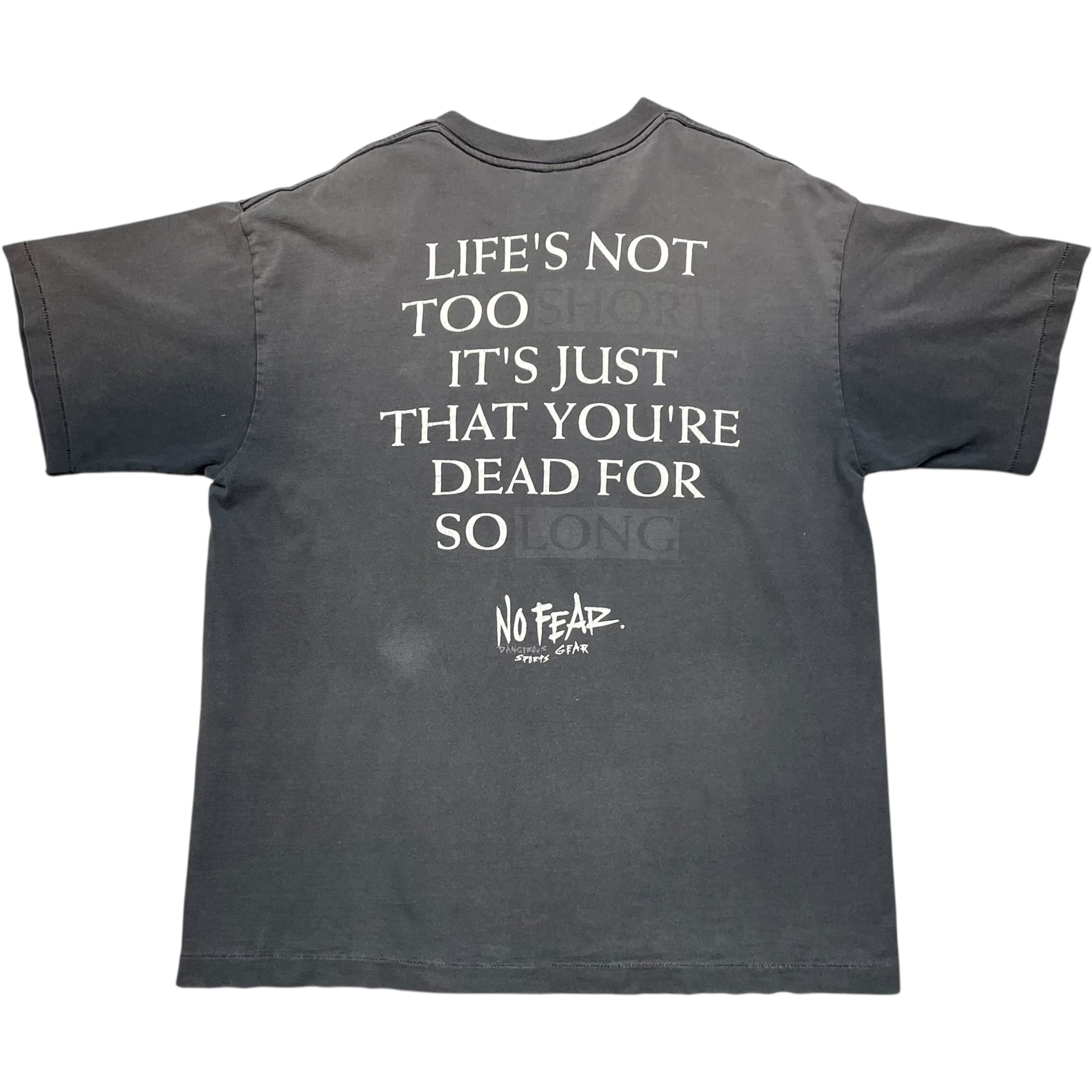 《XL》 NO FEAR Tシャツ メッセージプリント フェード シングルステッチ ブラック USA製 90年代 vintage no.8643