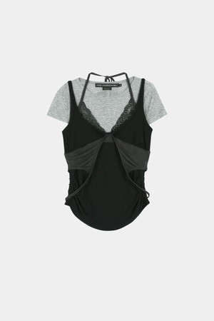 7/6発送 [ANDERSSON BELL] UPSIDE-DOWN LAYERED T-SHIRT atb1556w(GREY/BLACK) 正規品 韓国ブランド 韓国通販 韓国代行 韓国ファッション ANDERSSONBELL アンダーソンベル 日本 店舗