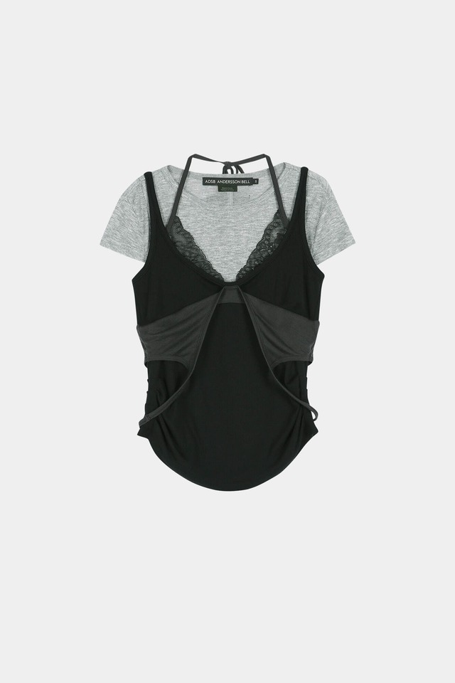 7/6発送 [ANDERSSON BELL] UPSIDE-DOWN LAYERED T-SHIRT atb1556w(GREY/BLACK) 正規品 韓国ブランド 韓国通販 韓国代行 韓国ファッション ANDERSSONBELL アンダーソンベル 日本 店舗