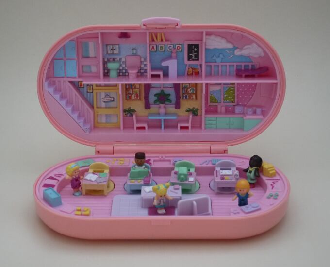 美品・完品! Polly Pocket スクールスタンプ ポーリーポケット スクールスタンプ 1992年 ピンク完品
