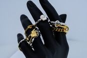 R-121 Three linked Arabesque Scar Ring( 24K Gradient Gold Plated)