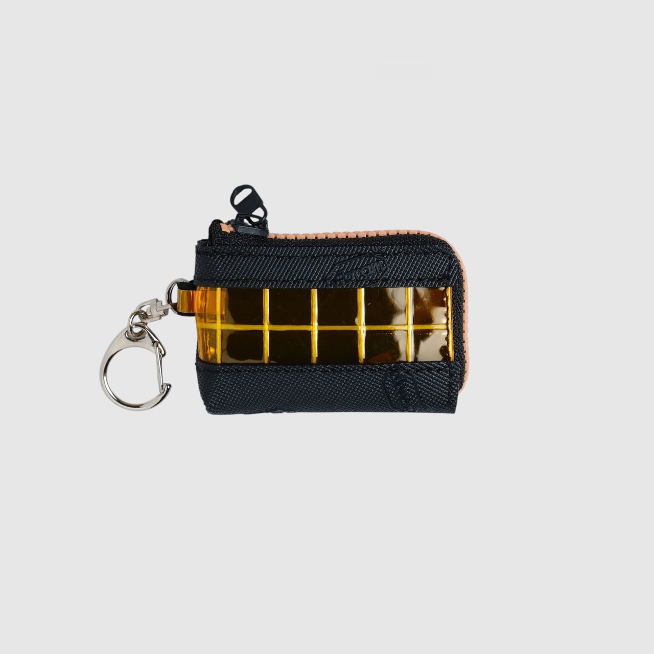 vibram coin pouch keychain (black×orange) with orange glowing zip