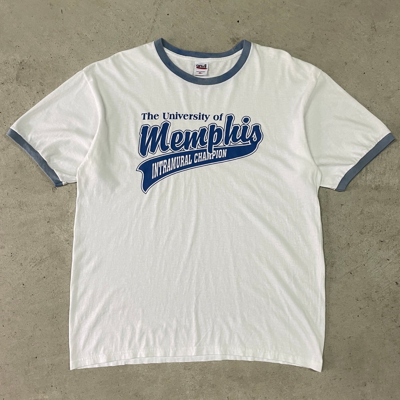 00年代 The University of memphis カレッジ プリント リンガーTシャツ メンズXL 古着 00s ビンテージ ヴィンテージ  ホワイト ライトブルー 白 水色【Tシャツ】 | cave 古着屋【公式】古着通販サイト