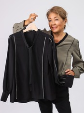 BRAHMIN(配色メロー＆配色ボウタイブラウス）