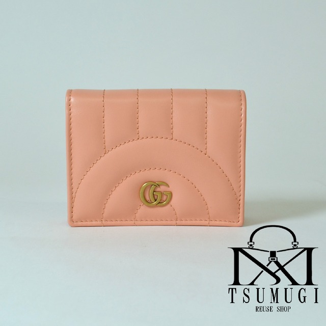 Gucci グッチ GGマーモント 466492 レザー コンパクトウォレット サーモンピンク